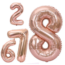Load image into Gallery viewer, Skhek 40Inch Big Silver Rose Gold Foil Number Balloons Digital Globos Birthday Wedding Party Decorations Ballons Baby Shower Supplies