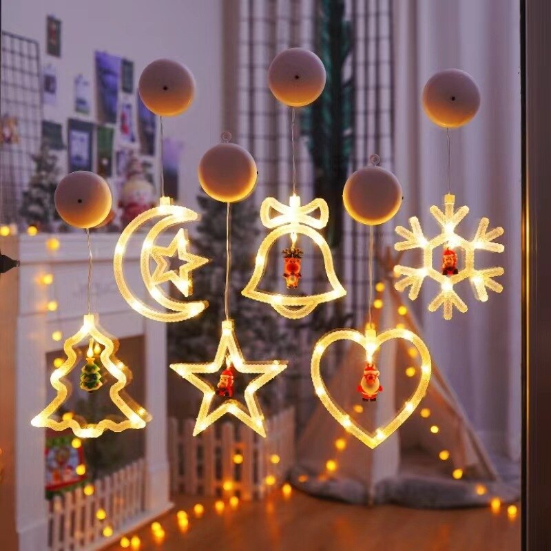 Skhek LED Christmas Sucker Light Xmas Tree Suction Cup Lights Lanterns for Shop Windows Home Bedroom Holiday Decoration Lighting Lamps