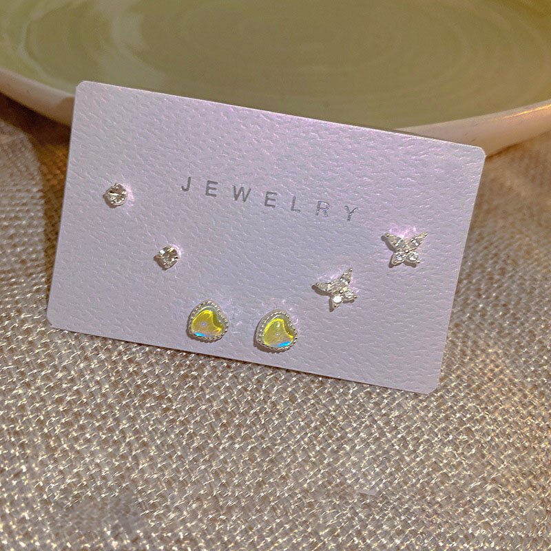 Skhek New 3pairs Heart Stud Earrings Set for Women Girls Simple Cute Exquisite Mini Earrings Jewelry Gift Wholesale Direct Sales