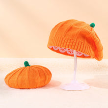 Load image into Gallery viewer, Skhek Halloween decoration pumpkin knitted hat cute adult children soft beret beanie hat Halloween party dress up parent-child hat