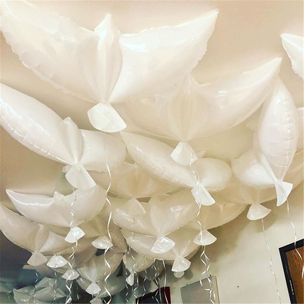 10/20pcs Flying White Dove Balloons Peace Pigeons Balloon For Wedding Bridal Shower Party Decoration Baby Shower Helium Globos