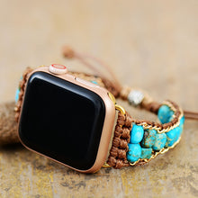 Load image into Gallery viewer, Skhek Unique Natural Stone Aple Women Smartwatch Band Beads Boho Wrap Vegan Rope Watch Strap Wristband Bracelet Accessories