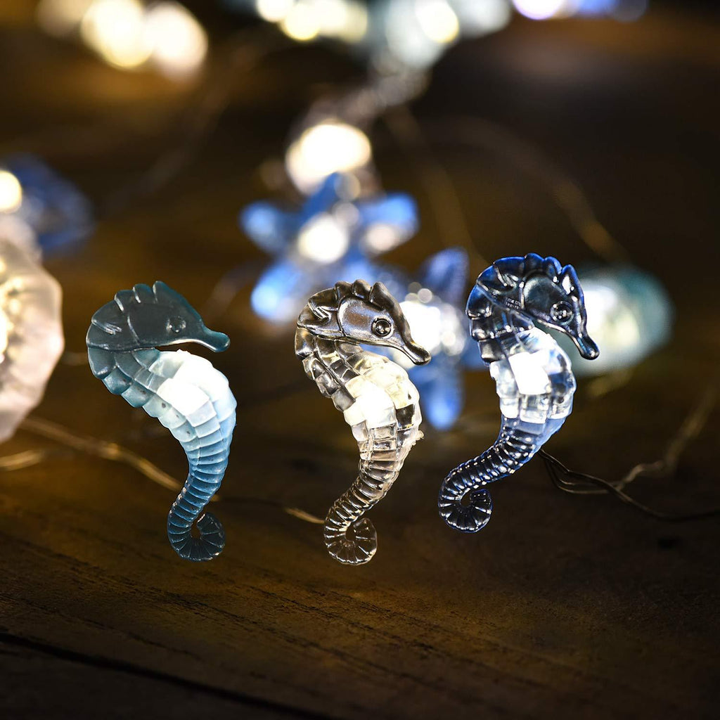 SKHEK 2M Ocean Theme Party Decoration Led String Lights Seahorse Shell Marine Battery String Lamp Birthday Party Home Decor Kids Toy