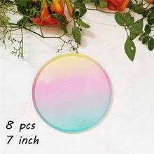 Load image into Gallery viewer, 1 Set Disposable Rainbow Party Tableware Round Flat Rainbow Paper Cup Paper Towel Party Supplies Birthday Wedding Decoration