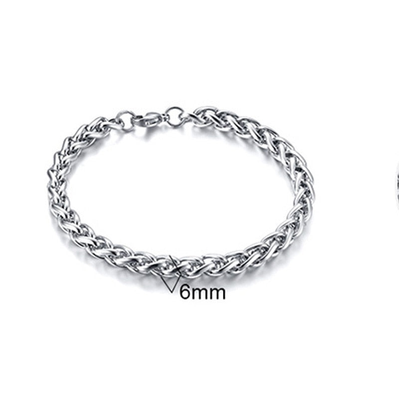 Stainless Steel Wheat Braided Link Chain 8mm