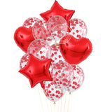 Christmas Gift 10/14pcs 18inch Red Heart Foil Globos Transparent Confetti Latex Balloons Wedding Valentine's Day Gift Birthday Party Decoration