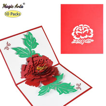 Load image into Gallery viewer, 10 Pack 3D Pop-Up Peony Flower Card for Mothers Day Valentines Anniversary Birthday Greeting Cards Handmade Wholesale