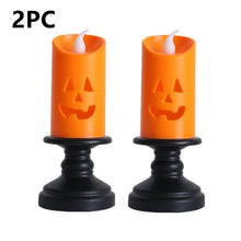 Load image into Gallery viewer, SKHEK 1/2PC Halloween LED Lights Horror Skull Ghost Holding Candle Halloween Decoration For Home Haunted House Ornaments Party Decor