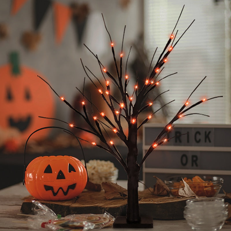 SKHEK Halloween Decor LED Birch Tree Light Halloween Party Hanging Ornaments Tree Decorations For Home Table Kids Gift Christmas Lamp