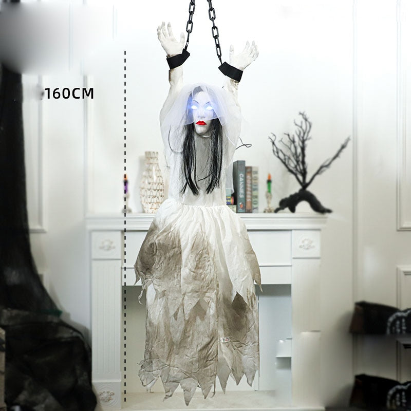 SKHEK Festival Gift Toys Scare Hanging Witch Hanging Ghost Glowing Dolls Halloween Horriying Skeleton Monster Hanging Props Pendant