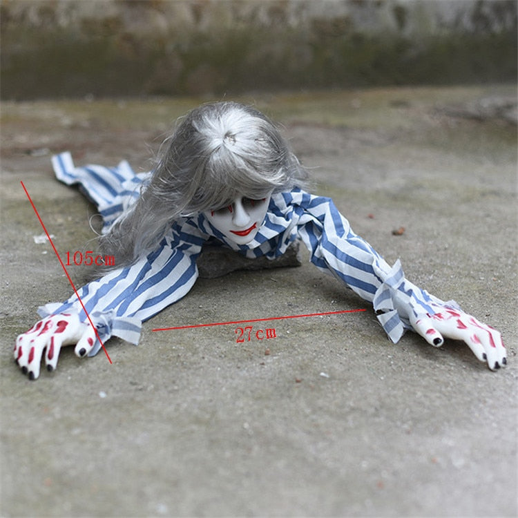 SKHEK Halloween Decoration New Style Halloween Electric Toys Chain Hanger Clown Nurse Witch Voice Control Electric Horror Props