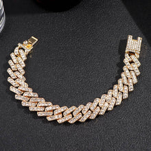 Load image into Gallery viewer, Skhek Women Luxury Iced Out Watches Bracelet Set Gold Silver Color Full Rhinestone Cuban Chain Bracelet Wristwatch Relogio Feminino