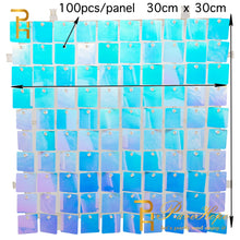 Load image into Gallery viewer, 1 Iridescent Party Sequin Backdrop Glitter Shimmer Square Sequin Panel Wall Popular Wedding Decor Baby Shower Birthday Decoration