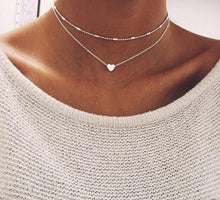 Load image into Gallery viewer, Skhek New Double Layer Necklace For Women Imitation Pearl Crystal Heart Pendant Chokers Necklaces Girls Gift Bohemia Cheap Jewelry