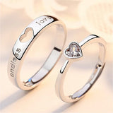 SKHEK 2Pcs/sets Zircon Heart Matching Couple Rings Set Forever Endless Love Wedding Ring For Women Men Charm Valentine's Day Jewelry