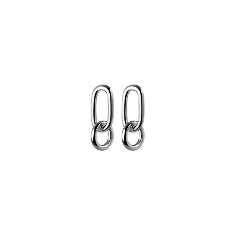 Skhek Genuine 925 Sterling Silver geometric oval simple metal style detachable Earrings