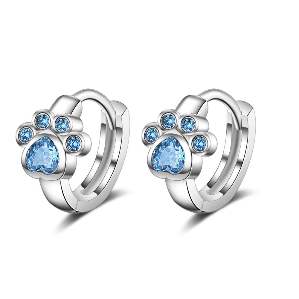 Skhek 925 sterling silver Stud Earring Blue Zircon Cat Claw Design Earrings For Women Girl Ear Jewelry 2020 New Fashion