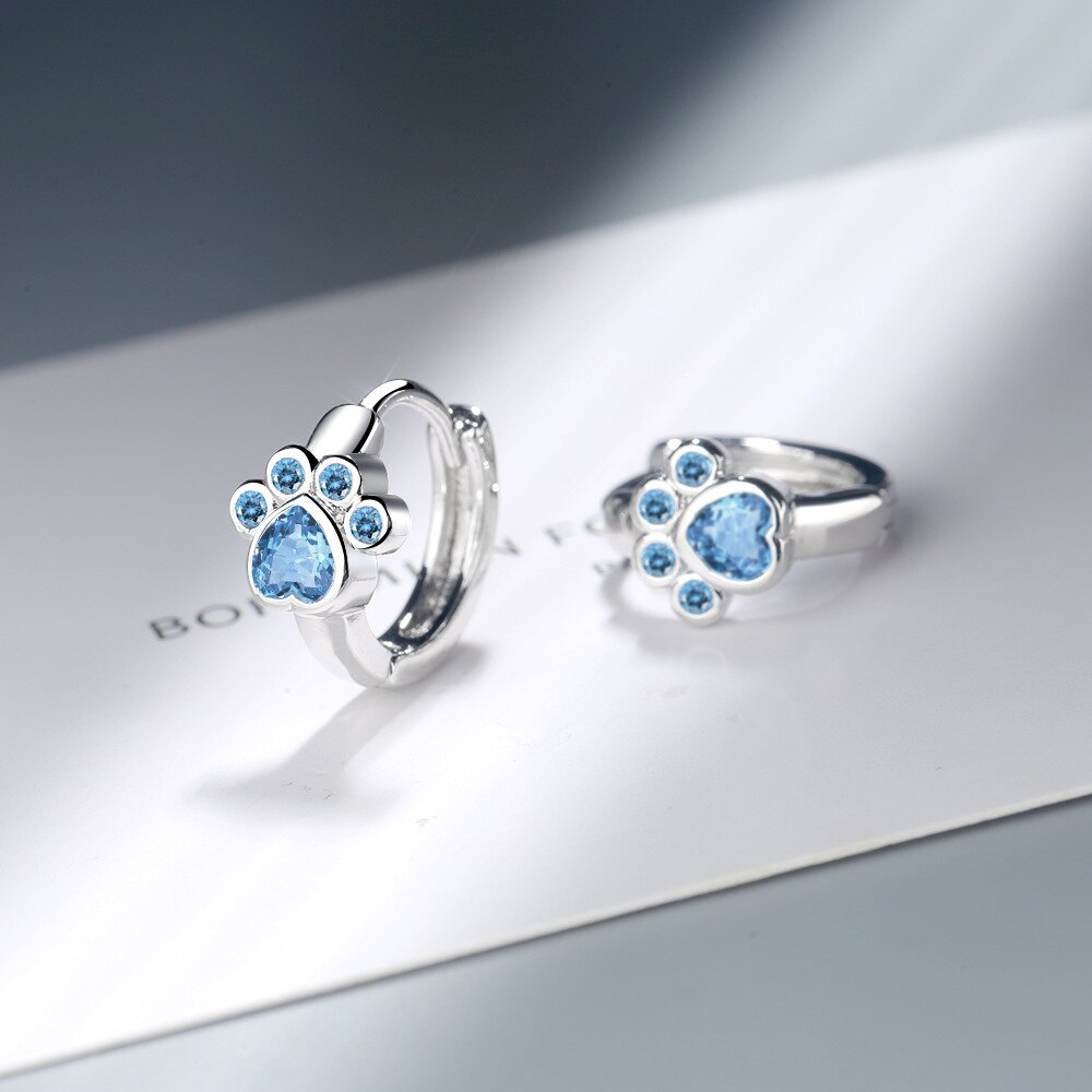 Skhek 925 sterling silver Stud Earring Blue Zircon Cat Claw Design Earrings For Women Girl Ear Jewelry 2020 New Fashion