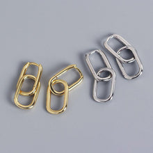 Load image into Gallery viewer, Skhek Authentic 925 Sterling Silver Geometric Oval Hoop Earrings For Women Simple Metal Style Detachable Earrings For Women E-073
