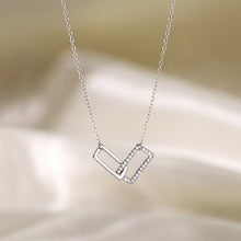 Load image into Gallery viewer, Skhek New 925 Sterling Silver Shiny Rectangle Double Zircon Circle CZ Zirconia Necklaces Pendants Gift For Girl Choker