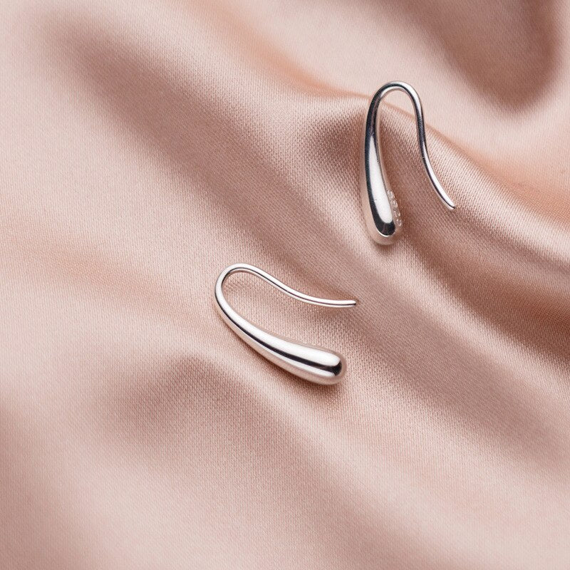 Skhek 925 Sterling Silver Personality Water Drop Silver Rose Gold Earrings Silver Color Small Cute Earring For Women Girl Gifts