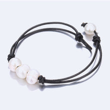 Load image into Gallery viewer, Skhek Simple Freshwater Pearl Women&#39;s Bracelet Fashion Black Leather Rope  Accessories Bangle Fashion Jewelry Birthday Party Gift