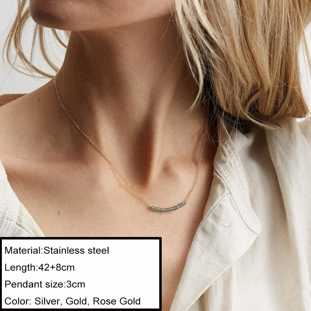 Skhek Stainless Steel Two Color Necklace For Women Choker Pendant Festival Party Gift Jewelry