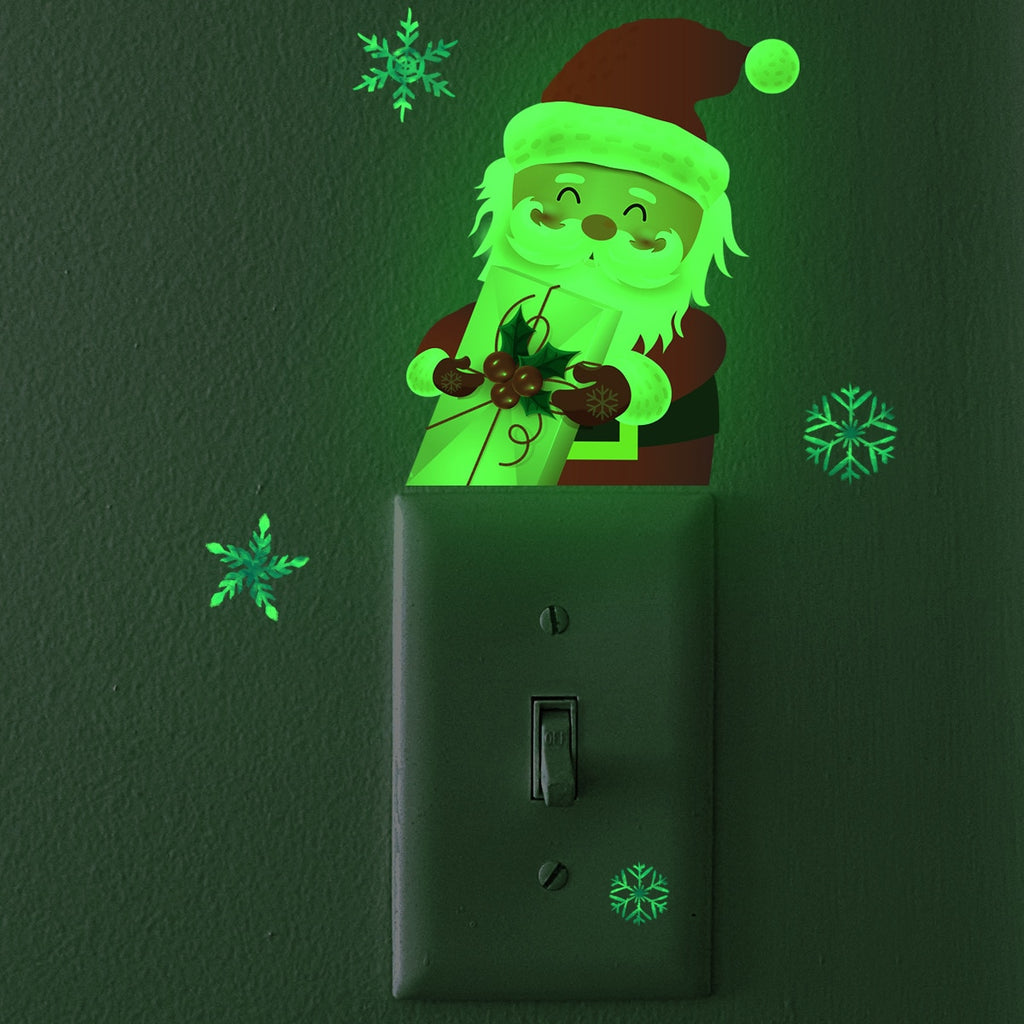 Skhek Luminous Santa Claus Switch Stickers Christmas Home Bedroom Living Room Decor Wallpaper Glow in The Dark Wall Decals Sticker