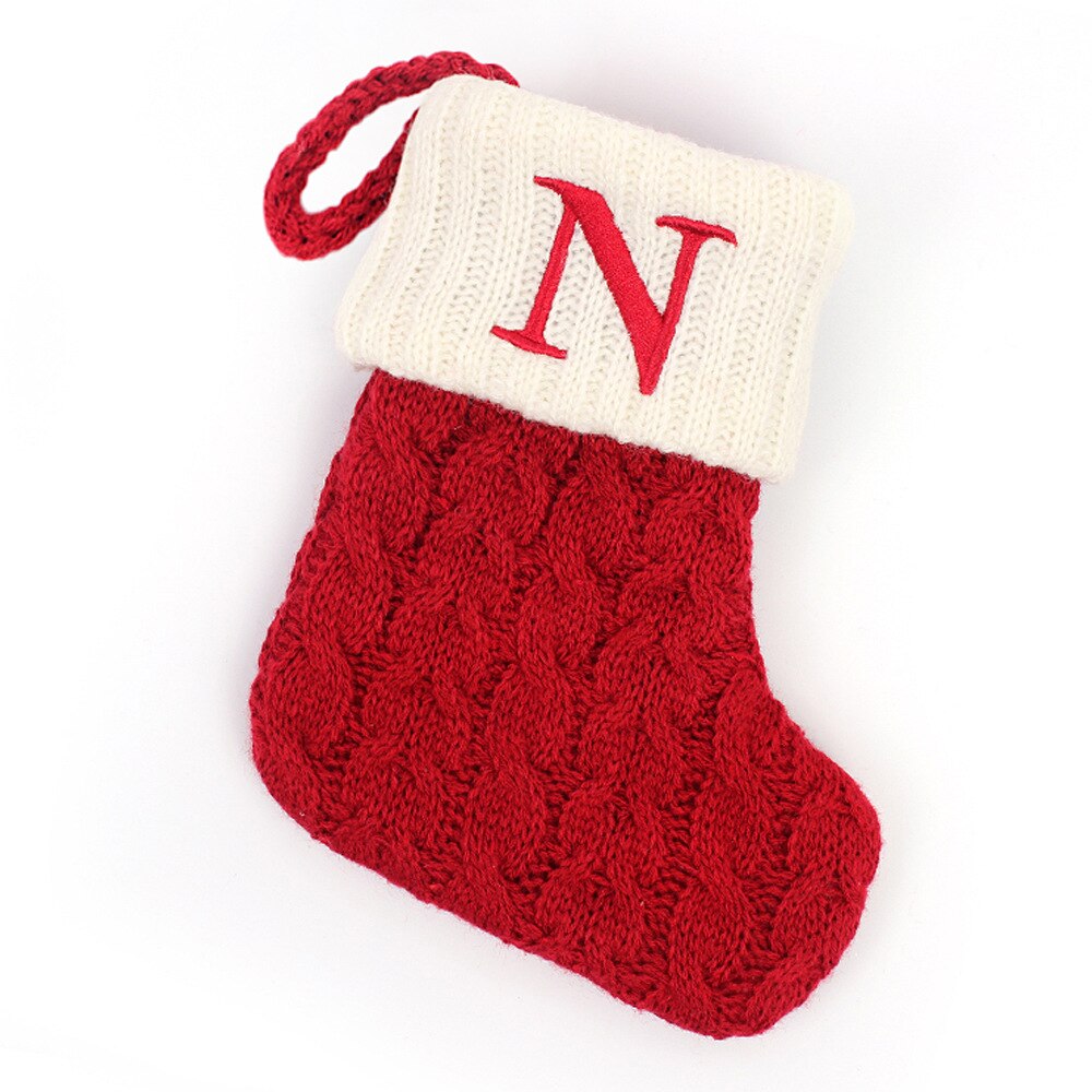 Skhek Christmas stocking hanging knit alphabet socks Christmas tree decoration pendant new year gift home decoration Navida Natal 2024