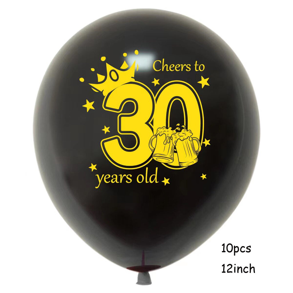 Skhek Black White Theme Birthday Balloons Man Boy Birthday Party Decor Beard Champagne Bottle Foil Balloon Father's Day Party Supplies