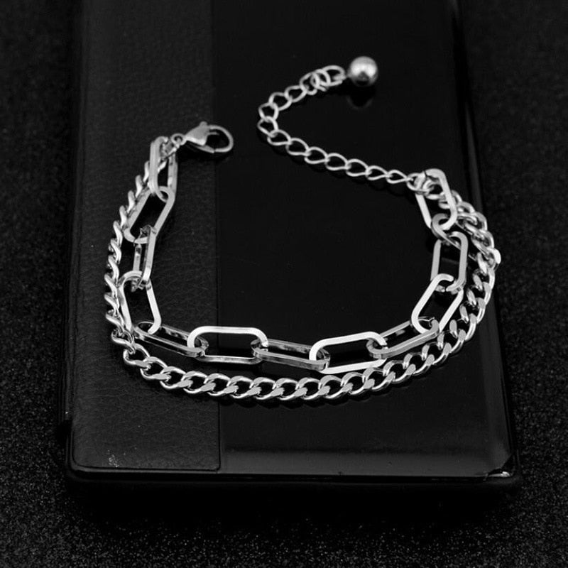 Skhek New Silver Color Heart Chain Bracelet & Bangle for Women Fine Fashion Jewelry Wedding Party Gift 2023 Trend y2k Accessories