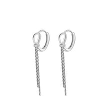 Load image into Gallery viewer, Skhek Minimalist Genuine 925 Sterling Silver Fashion Box Chain Tassel Hoops Earrings For Women Wedding Jewelry Gift