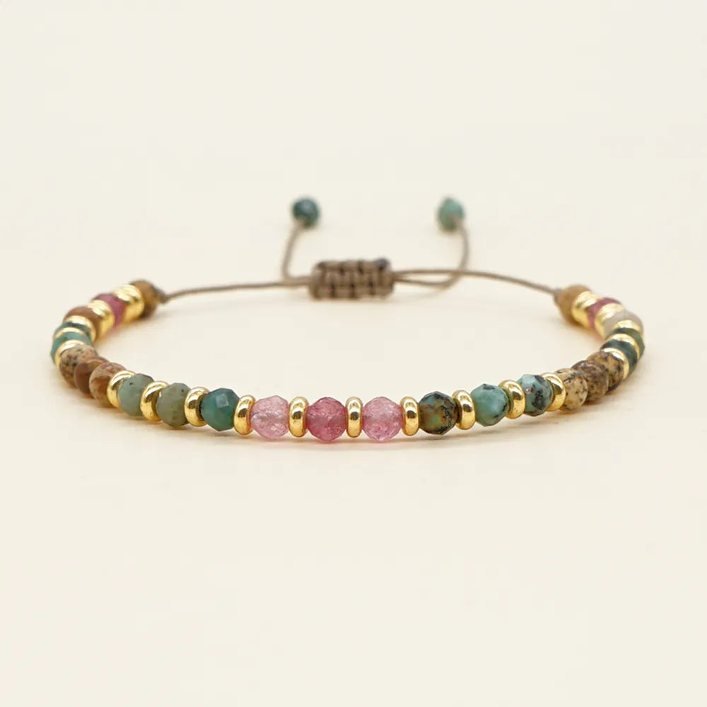 Skhek 2023 New Natural Stone Bracelet Fashion Vintage Jewelry Gold Color Spacer Beaded Bracelets for Women Adjustable Braclets