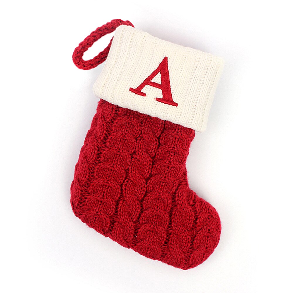 Skhek Christmas stocking hanging knit alphabet socks Christmas tree decoration pendant new year gift home decoration Navida Natal 2024