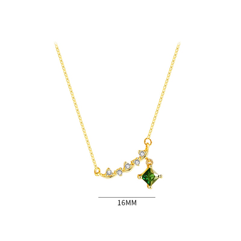 Skhek Popular Sparkling Green Crystal Pendant Chain Choker Necklace Collar For Women Fashion Jewelry Wedding Party Birthday Gift