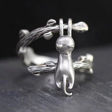 Load image into Gallery viewer, Skhek Vivid Cute Silver Color Kitty Cat Open Rings For Women Girls New Fashion Adjustable Men&#39;s Ring Gothic Animal Jewelry Gifts