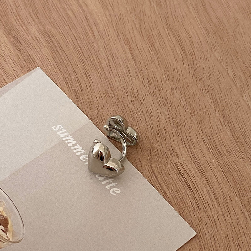 Skhek Vintage Heart Clip Earrings For Women Silver Color No Piercing Fake Earring In Lots 2022 Fashion Jewelry Ear Cuff aretes de muje