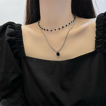 Load image into Gallery viewer, Skhek 2023 New Fashion Luxury Black Crystal Glass Bead Chain Choker Necklace For Women Flower Lariat Lock Collar Necklace Gifts