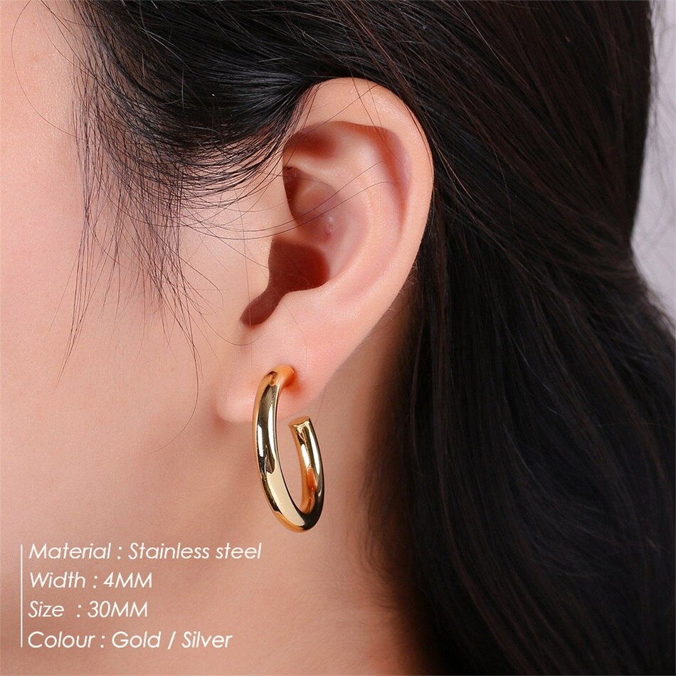 Skhek 316 stainless steel pole simple round geometric ladies earrings fashion all-match party jewelry