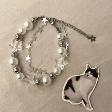 Load image into Gallery viewer, SKHEK Crystal Star Pentagram Pearl Beaded Bracelet for Women Vintage Aesthetic Charm Double Layer Chain Bracelet Jewelry Gift