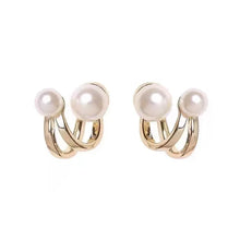 Load image into Gallery viewer, SKHEK Korean Simple Irregular Design Pearl Stud Earrings for Women Fashion Geometric Gold Color Metal Earrings Trend Party Jewelry Gif