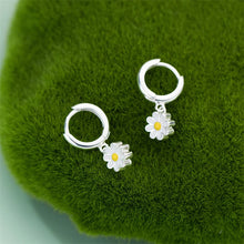 Load image into Gallery viewer, SKHEK 2023 New Daisy Flower Pendant Hoop Earrings For Women Korean Sweet Cute Hanging Earrings Girl Wedding Party Jewelry Gift