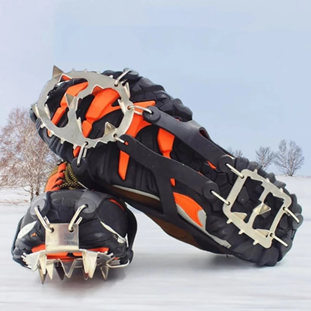 18 Teeth Anti-slip Covers Fishing Ice Cleats Snow Shoe Crampons Hiking For Shoes Winter Climbing Camping Mountaineering