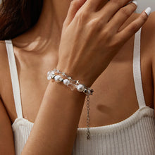 Load image into Gallery viewer, SKHEK Crystal Star Pentagram Pearl Beaded Bracelet for Women Vintage Aesthetic Charm Double Layer Chain Bracelet Jewelry Gift