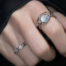 Load image into Gallery viewer, Skhek Romantic Angel and Demon Wings Couple Rings For Women Goth Fashion Moonstone Adjustable Opening Finger Men&#39;s Ring Party Jewelry