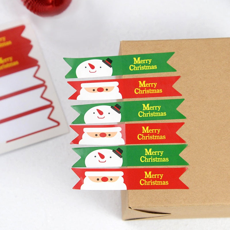 Skhek 10-200pcs Merry Christmas Stickers Labels Xmas Gift Box Bag Wrapping Seal Sticker DIY Stationery Scrapbook Decor New Year Party