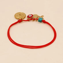 Load image into Gallery viewer, Skhek Simple Red Rope Charm Bracelets Turkish Evil Eye Luck Coins Bracelet Handmade Jewelry Accessories Adjustable Bangle