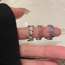 Load image into Gallery viewer, Skhek Korean Fashion Pink Stars Couple Ring For Women Girl Sweet Adjustable Ring Bosom Friend Irregular Aesthetics Y2k Jewelry Gifts