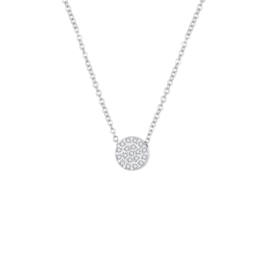 Skhek 316L Stainless Steel Crystal Necklaces For Women Exquisite Female Zircon Chain Necklace Jewelry