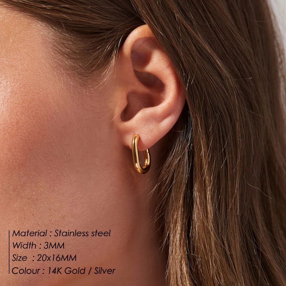 Skhek 316 stainless steel pole simple round geometric ladies earrings fashion all-match party jewelry
